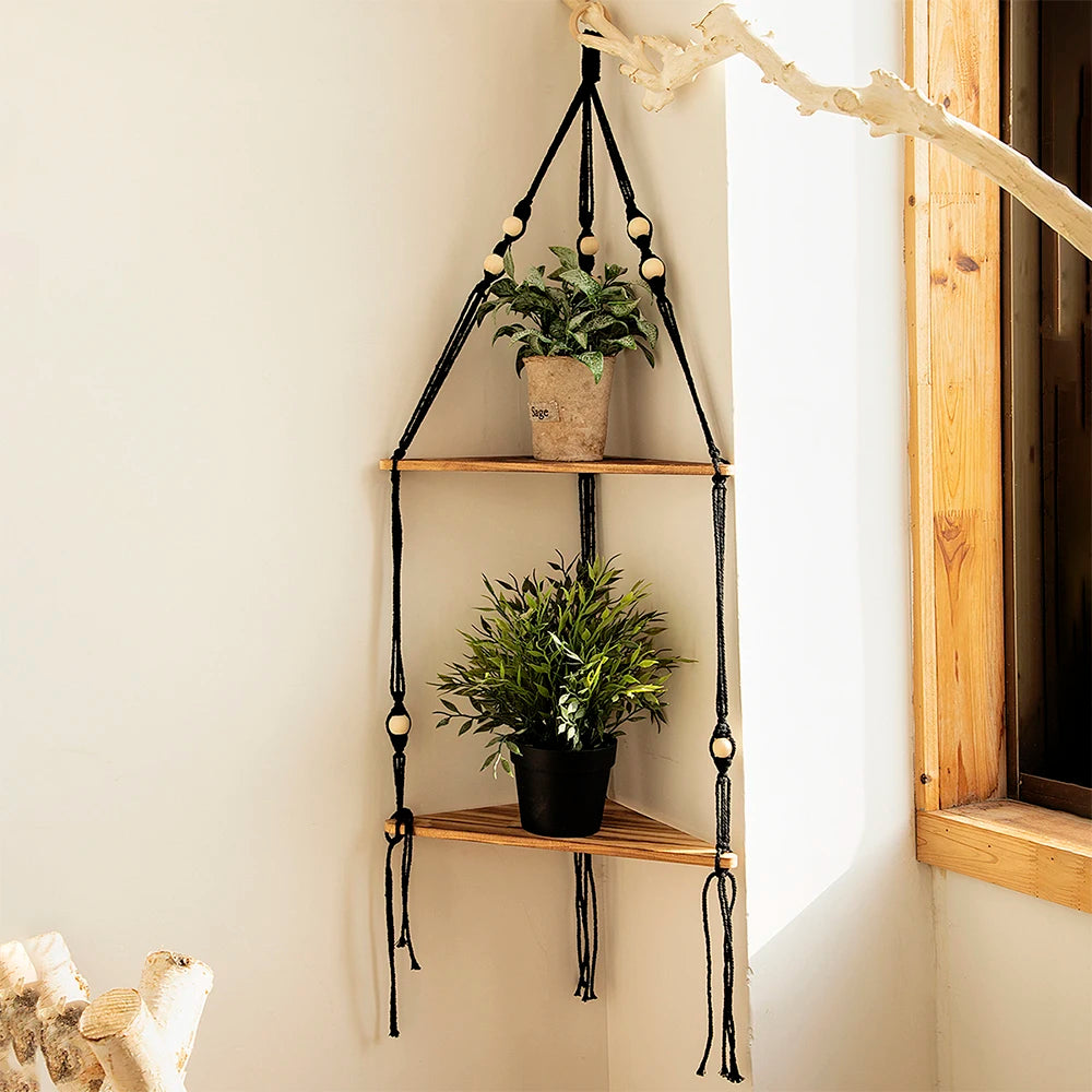 Hanging Wood Corner Shelf