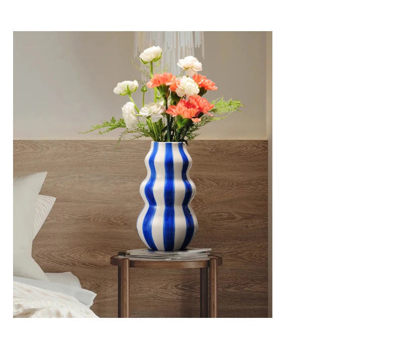 Colorful Striped Ceramic Vase and Plant Pot