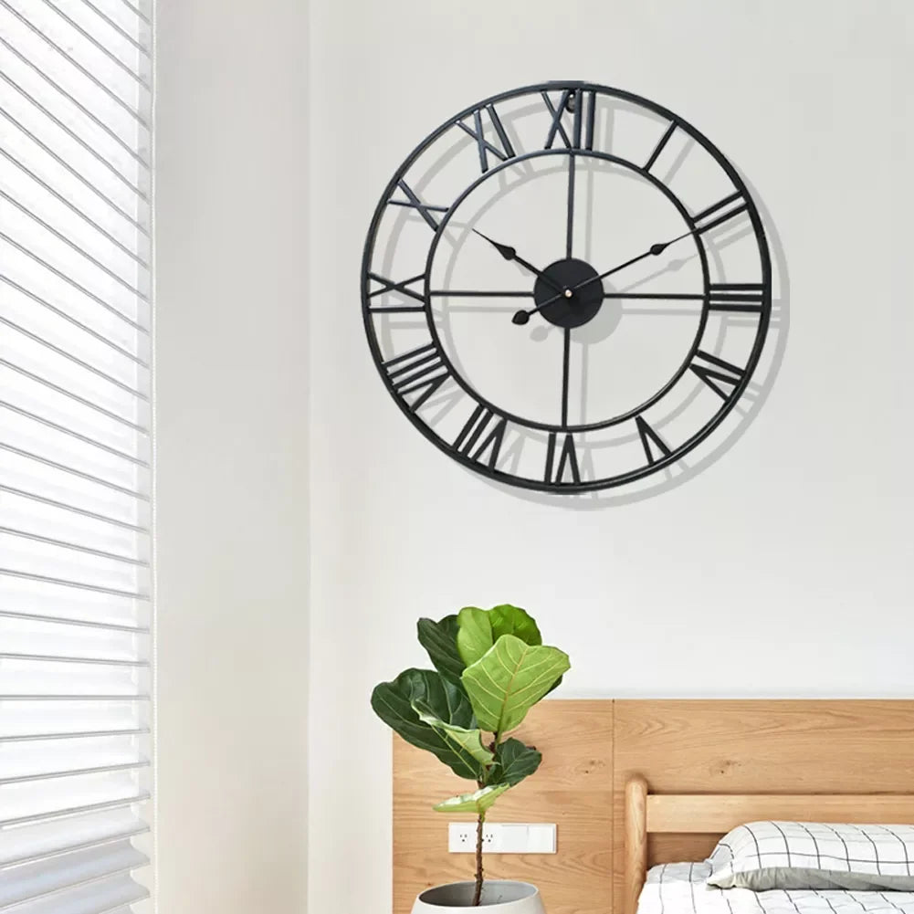 3D Roman Numeral Metal Wall Clock