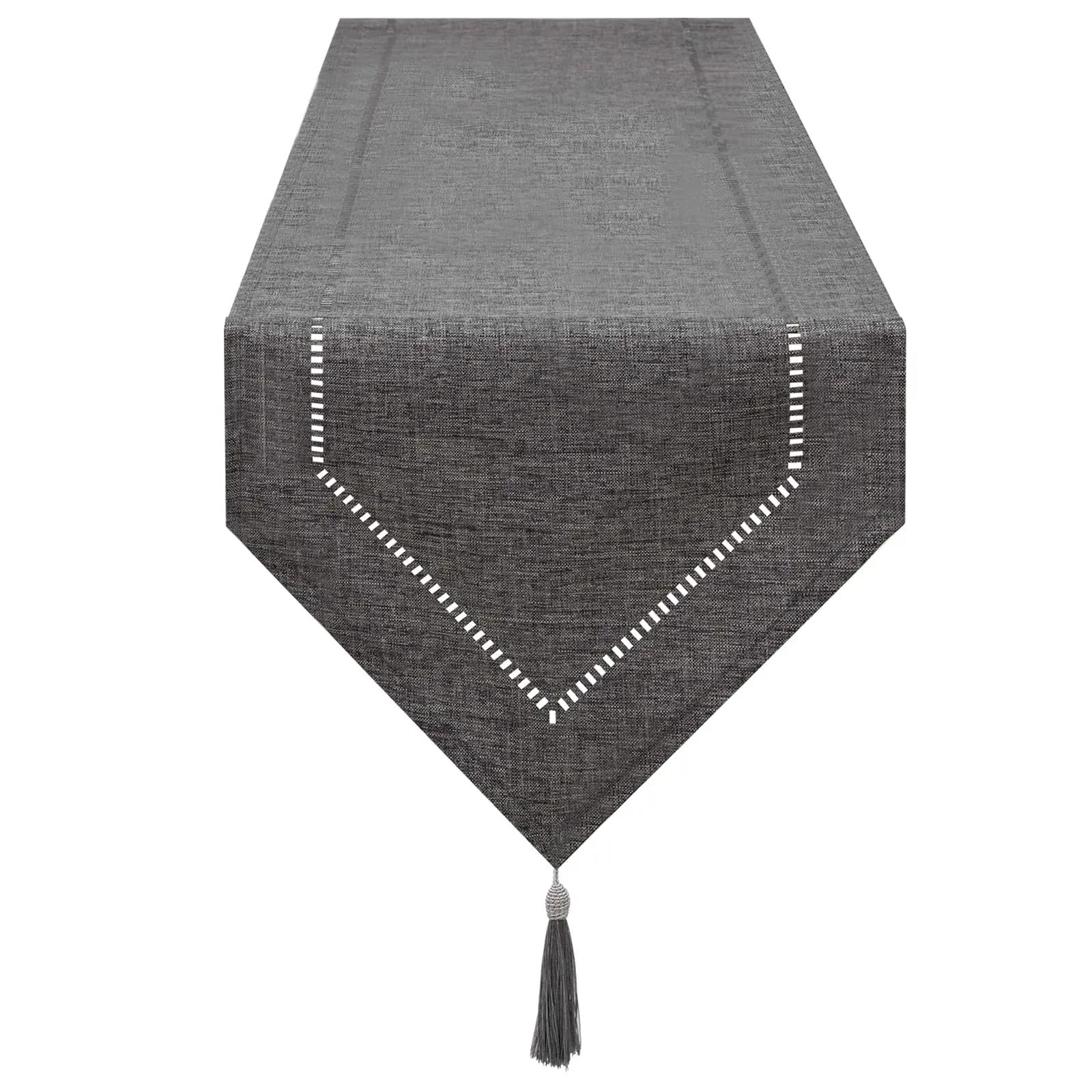 Solid Linen Table Runner With Tassel