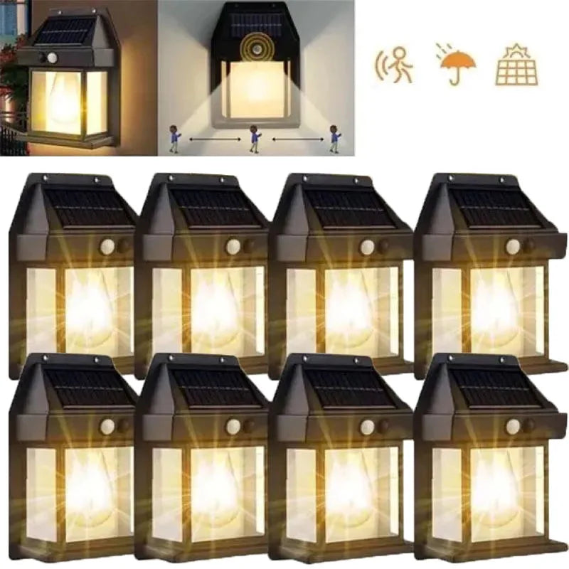 1/2/4/8 Solar Wall Lights IP44 Motion Sensor LED Lantern Wall Mounted