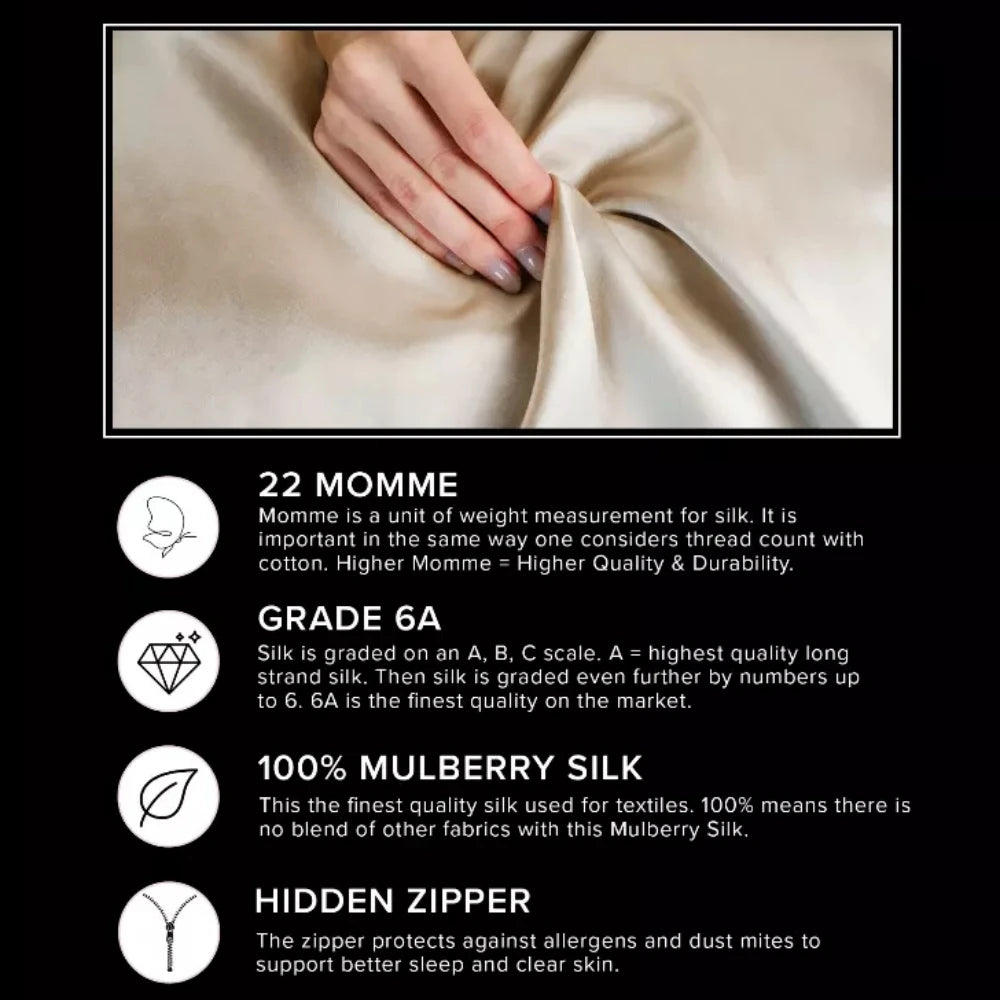 100% Natural Mulberry Silk Pillowcase Luxury 6A 25 Momme Pillow Cases
