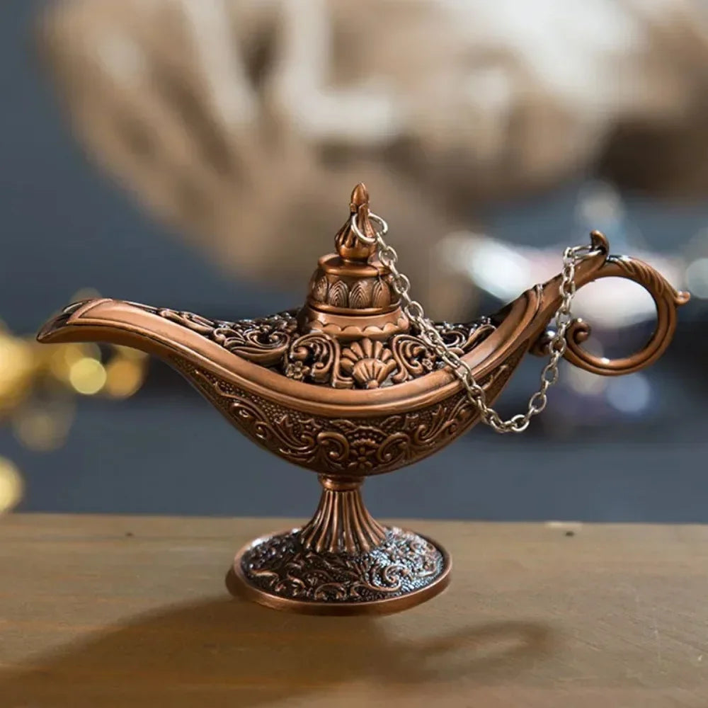 Hollow Metal Oil Lamp Incense Burner, 12 cm