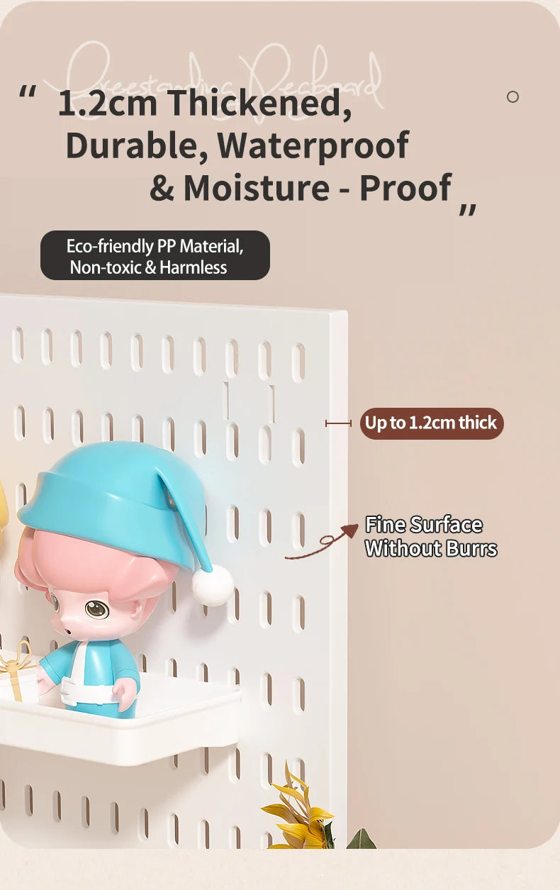 Home & Office Desktop Pegboard: Height-Adjustable Standing Storage Rack for Supplies, Also for Decorative Figurine Display