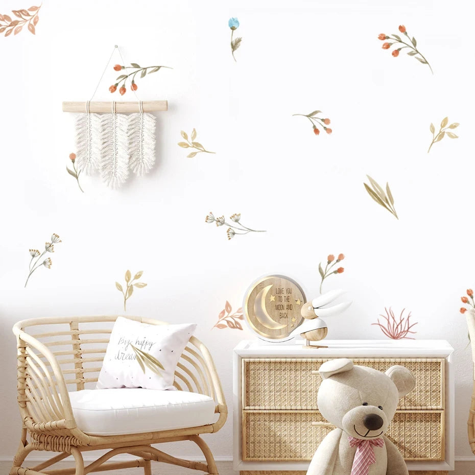 Boho Watercolor Flower Wall Decals
