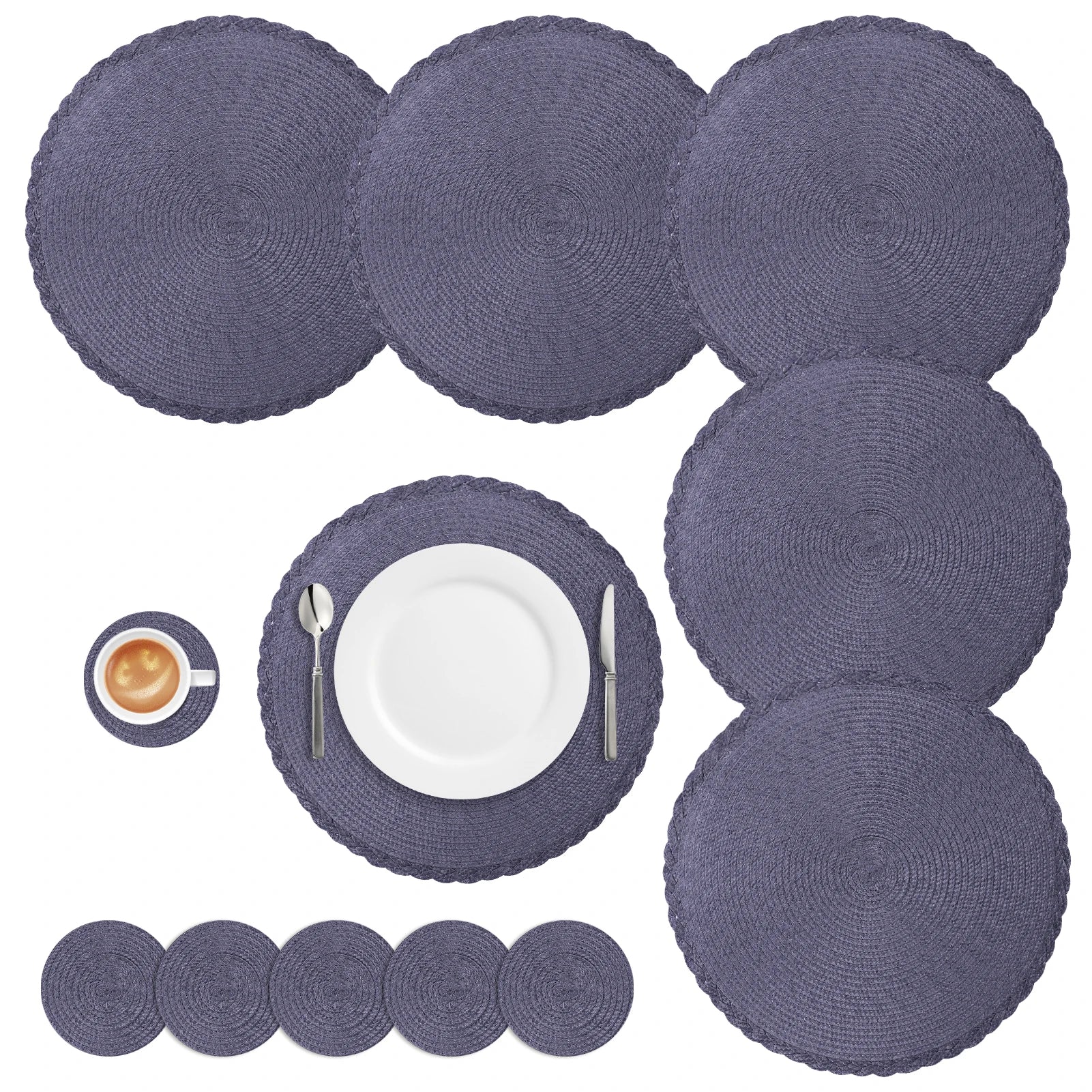 Braided Round Placemat and Coaster Set