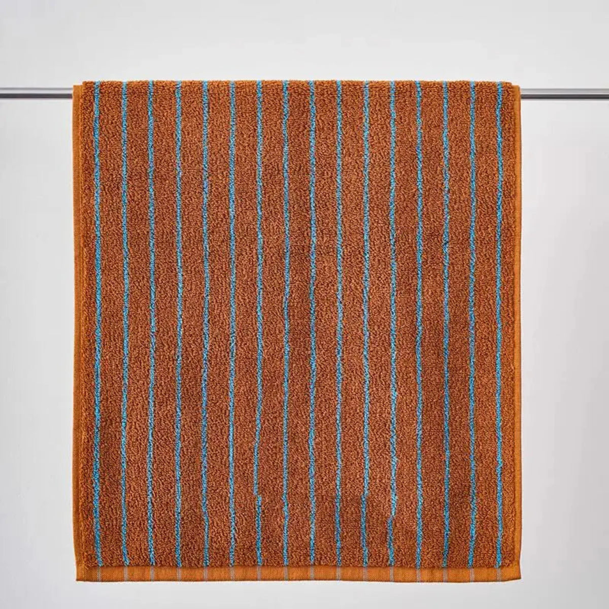 Retro Striped Cotton Towel in Rust and Turquoise