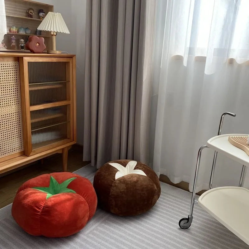 ins cute soft cute mushroom tomato futon cushion bed cushion doll throw