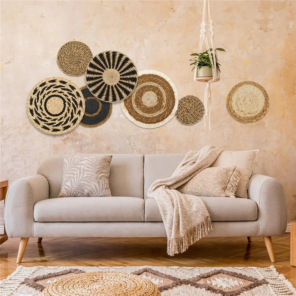 Boho Wall Baskets Seagrass Rattan Wicker Handmade Wall Art