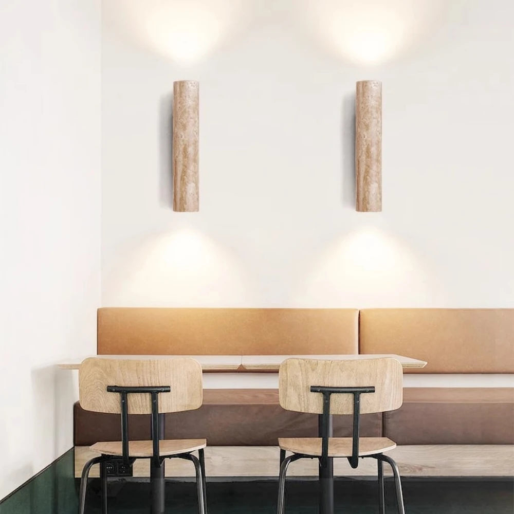 Indoor Stone Wall Lamp Travertine Sconce Light Hardwired With E27 Bulb for Bedroom Living Room