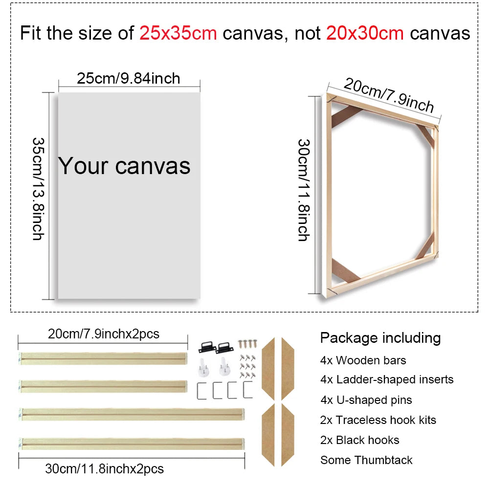 24 Sizes Large Wall Canvas Frame Wooden Frames Wooden