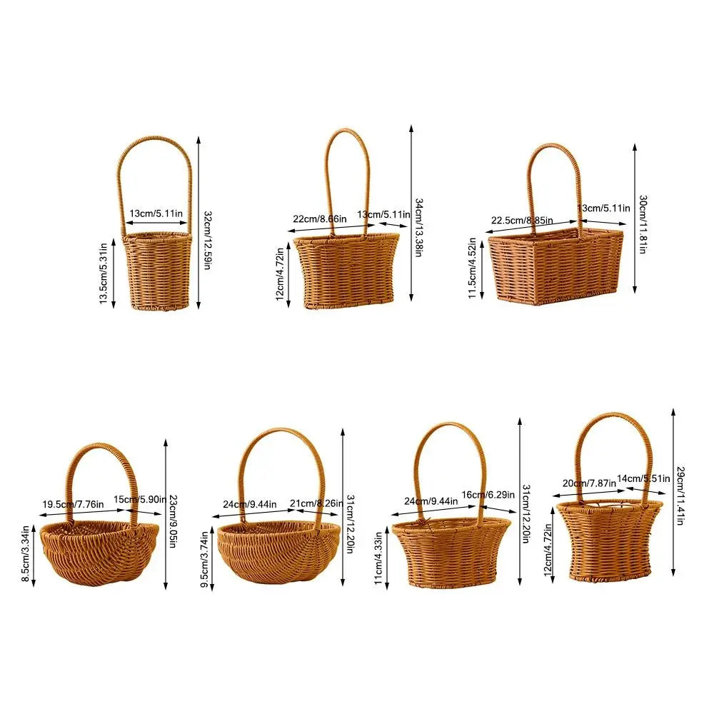 Woven Rattan Storage Basket with Handle