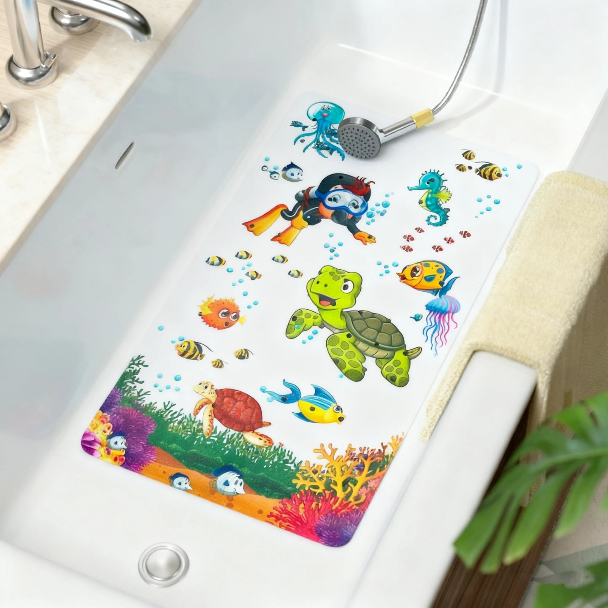 Suction Cup Bathtub Mat With Drain Holes
