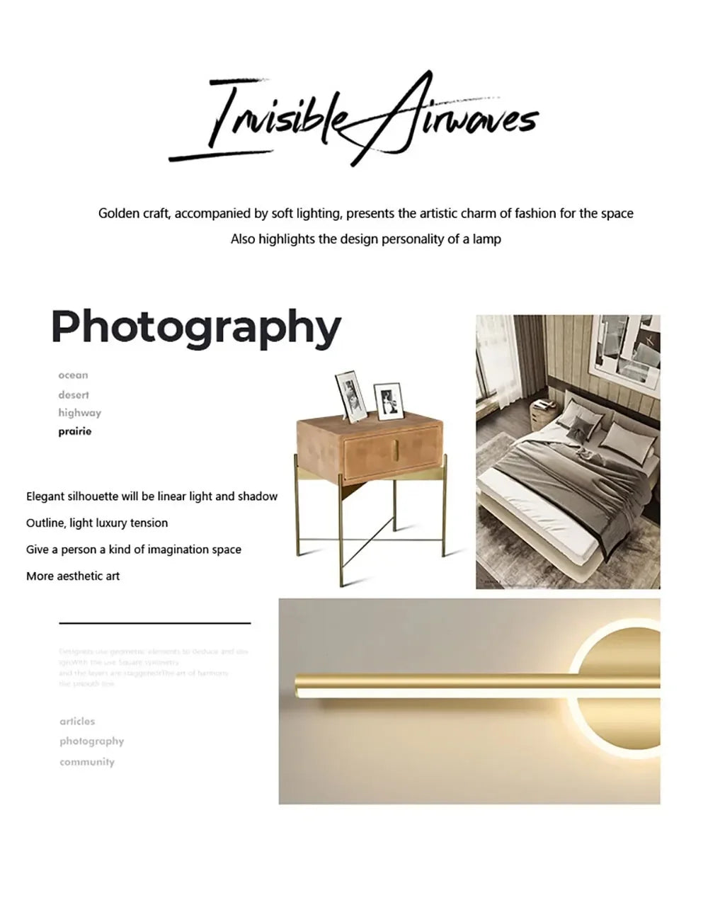 Black Gold Mirror Strip Light