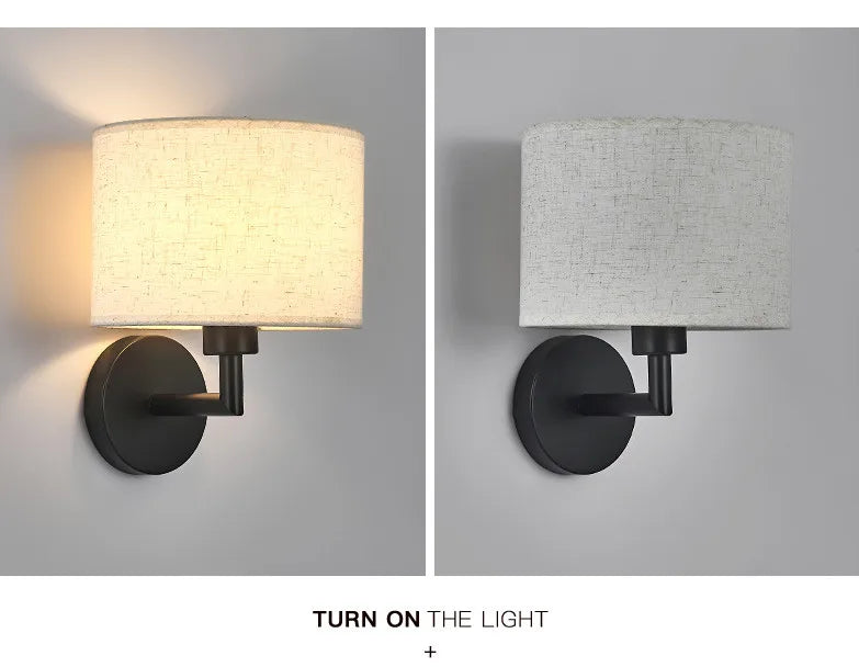 Fabric Shade Wall Lamp With Reading Light