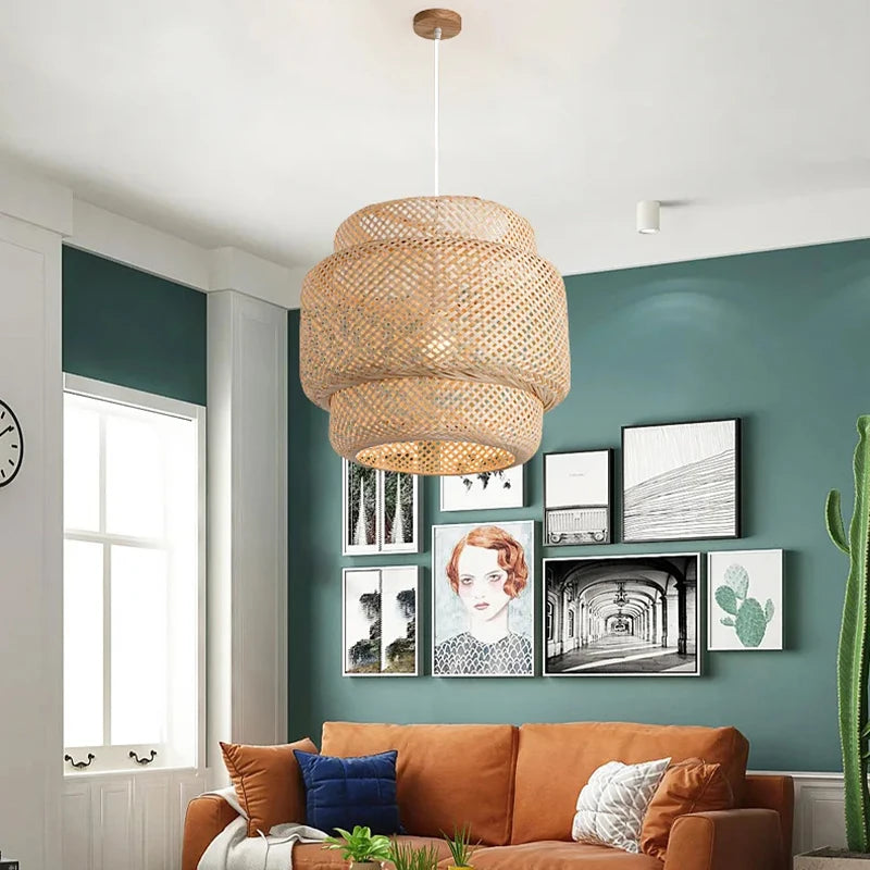 Hand Knitted Bamboo Hanging Lamp
