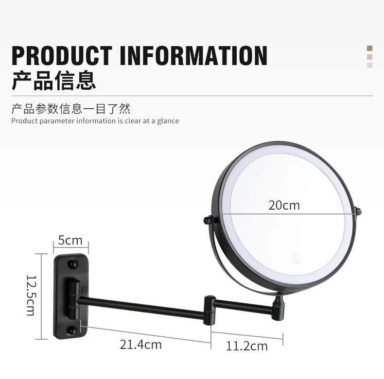 Double Sided Wall Mounted Shower Mirror with Lights