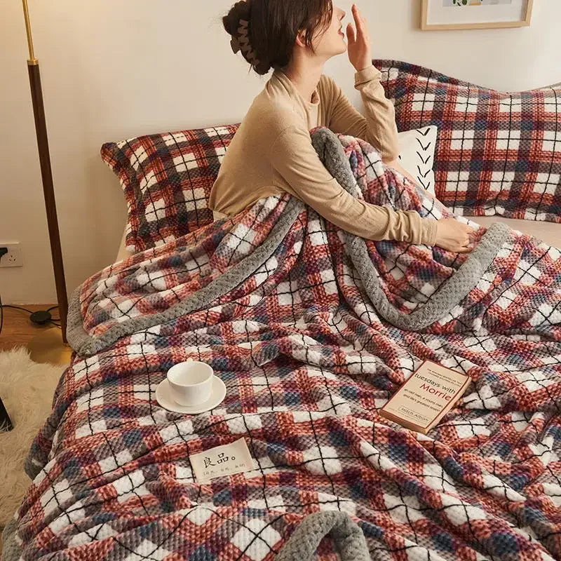 Knit Blanket Throw Soft Chenille Yarn Knitted Blanket Machine