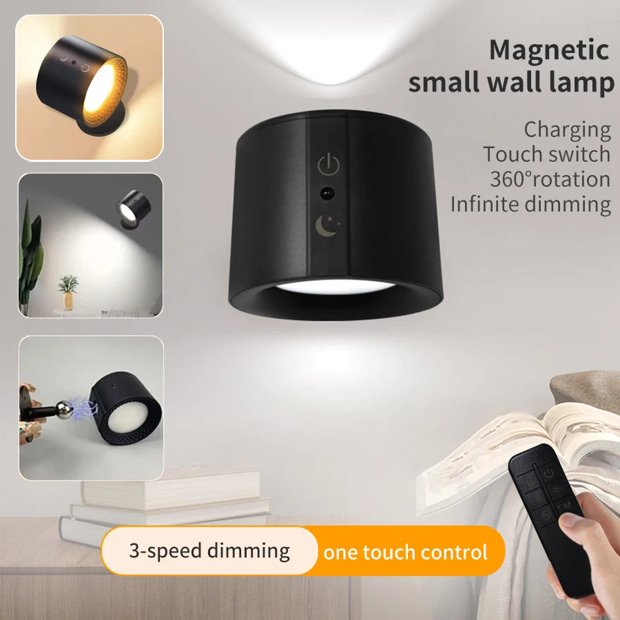 Rechargeable Magnetic LED Wall Light 3 Colors Dual Head Up Down