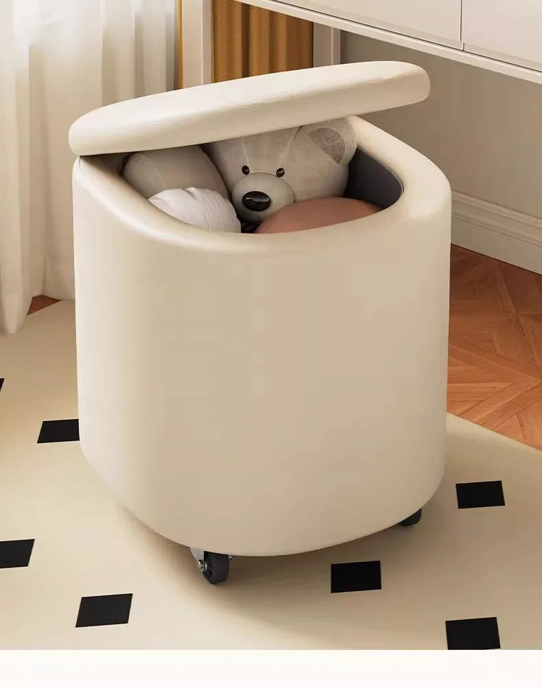Storage Vanity Stool with Wheels