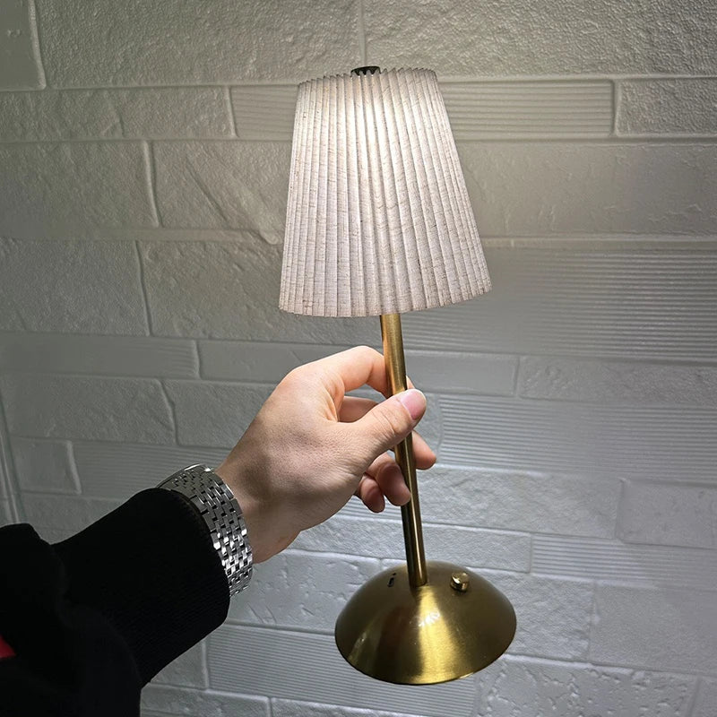 Cordless Pleated Nightstand Lamp