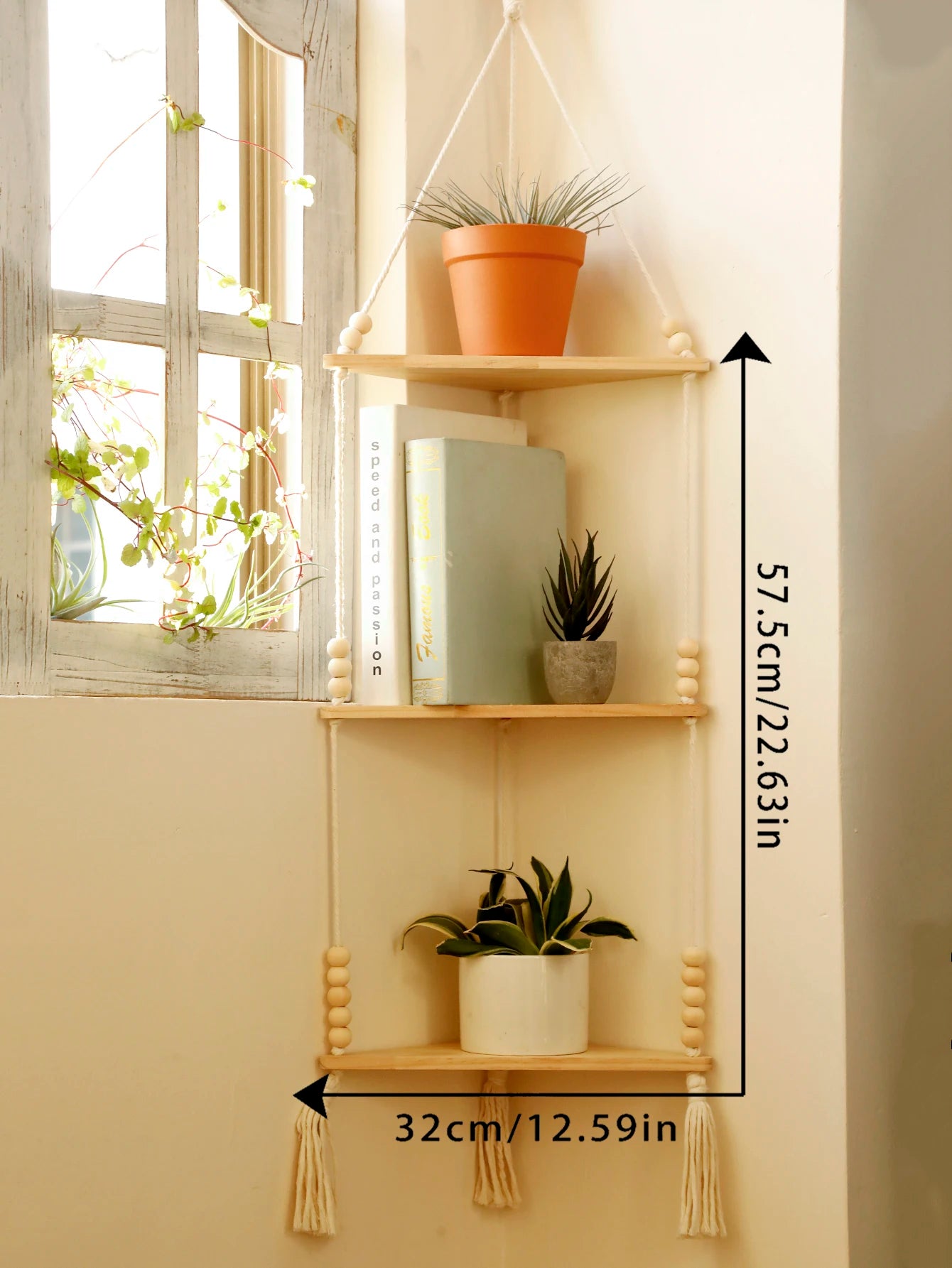 Hanging Wood Corner Shelf