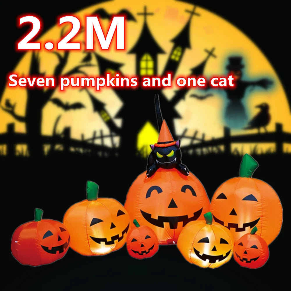 7 ft Inflatable Pumpkins and Cat with LED