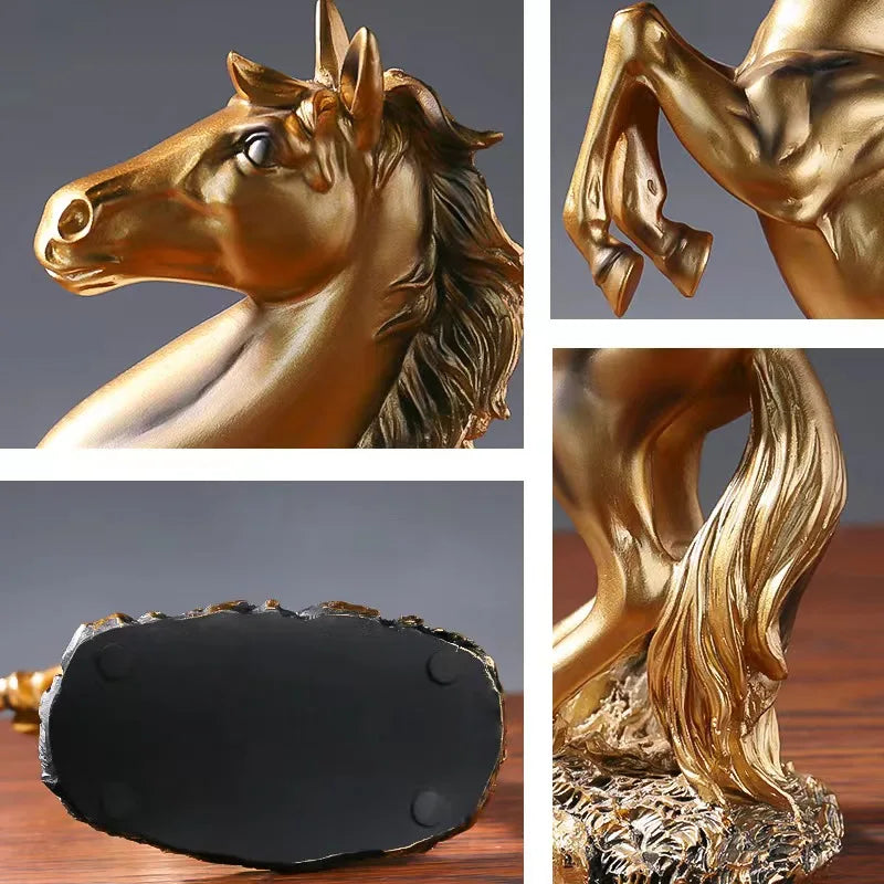 Resin Rearing Horse Statue