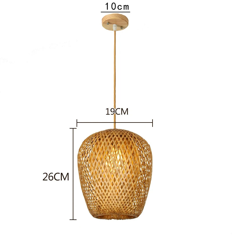 Hand Knitted Chinese Style Weaving Hanging Lamps 18/19/30cm Bamboo