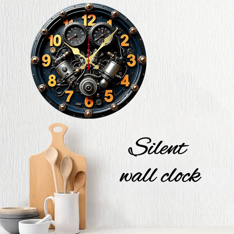 Engine Design Wooden Wall Clock