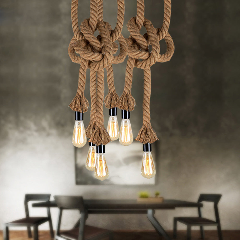 Industrial E27 Vintage Hemp Rope Pendant Lights Attic Personality