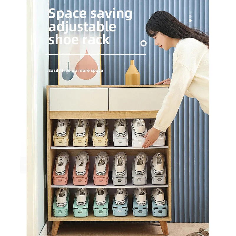 5Pcs Foldable Plastic Shoe Rack Set, Sturdy and Space-Saving, Ideal for Entryways, Closets, and Dorm Rooms