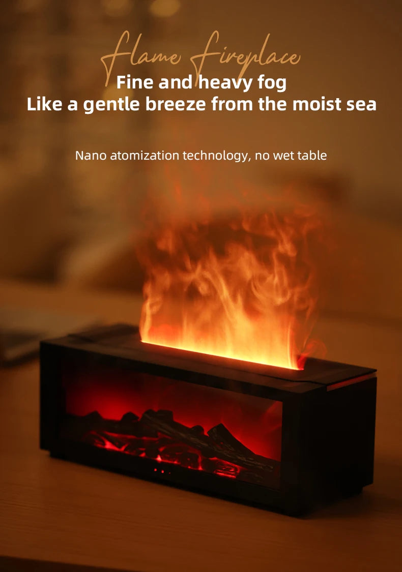 Flame Essential Oil Diffuser, 3D Flame Fireplace Aromatherapy Machine