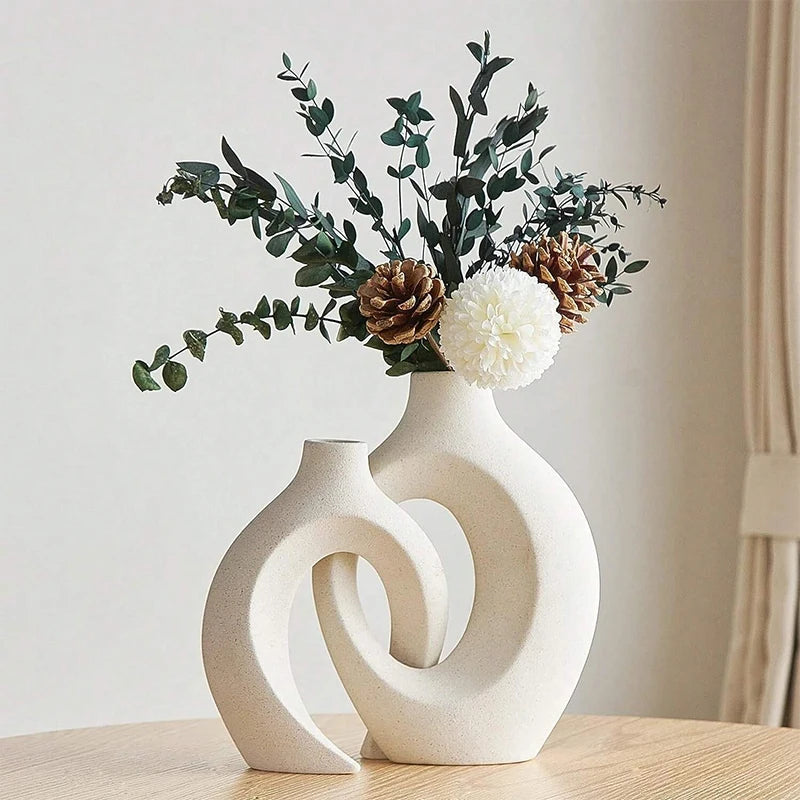 European Ceramic Vase Set Creative White Simple Home Decoration Living