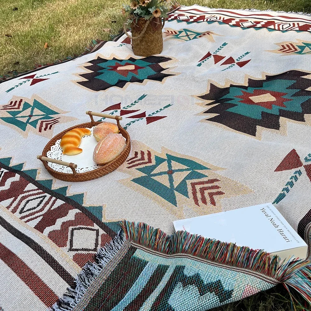 Aztec Fringe Throw Blanket