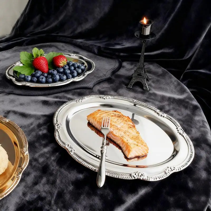 Embossed Oval Serving Tray