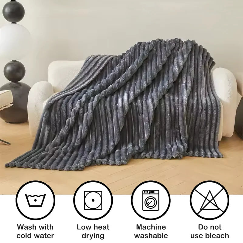 Striped Fluffy Throw Blanket