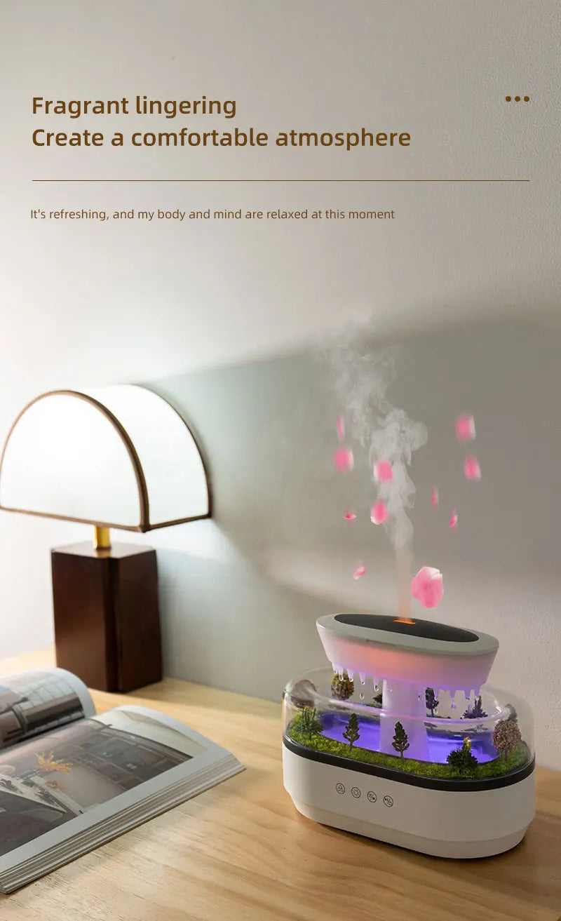 Aroma Humidifier Raindrop Air Humidifier Colorful Light White Noise