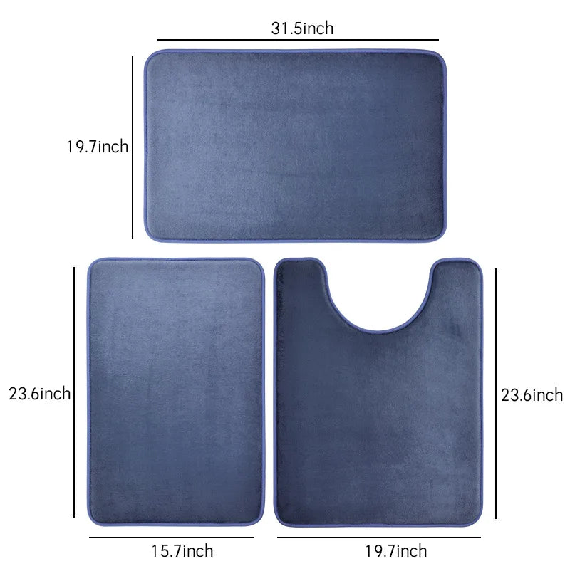 Three Piece Toilet, Bath Floor Mat, Shower Mat, Bath Absorbent Mat, Non