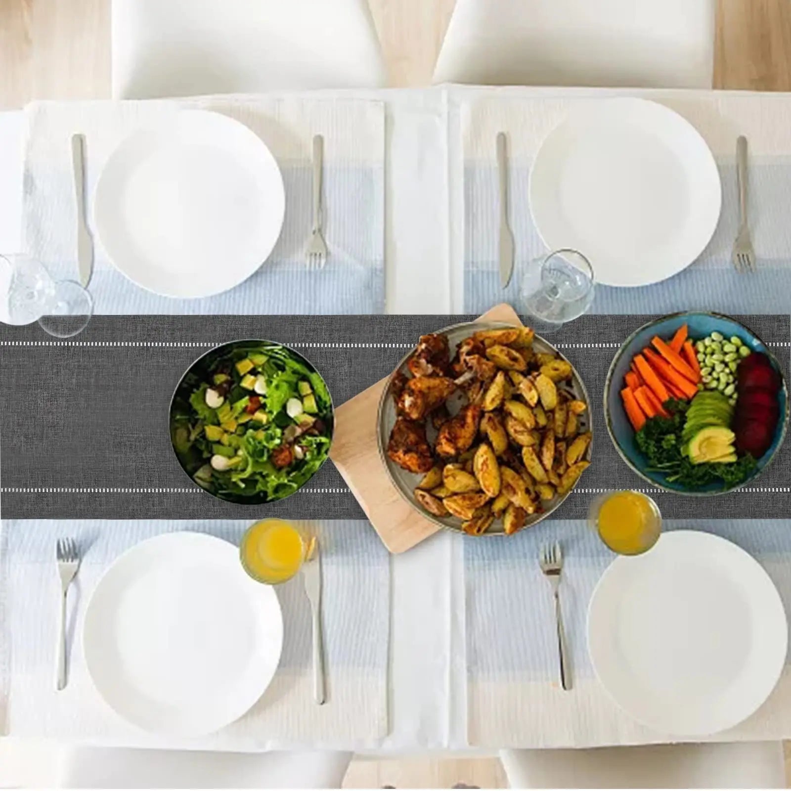 Solid Linen Table Runner With Tassel
