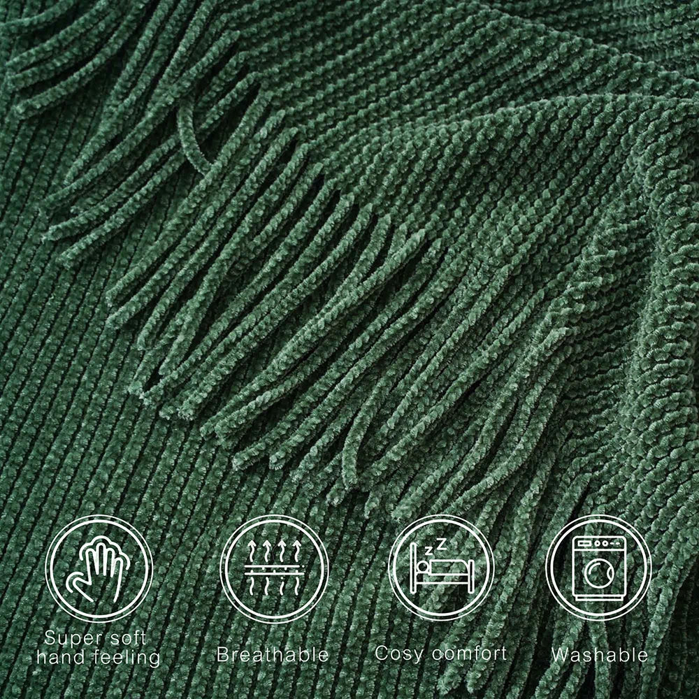 Chenille Knit Plaid Throw Blanket