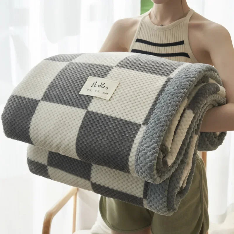 Knit Blanket Throw Soft Chenille Yarn Knitted Blanket Machine