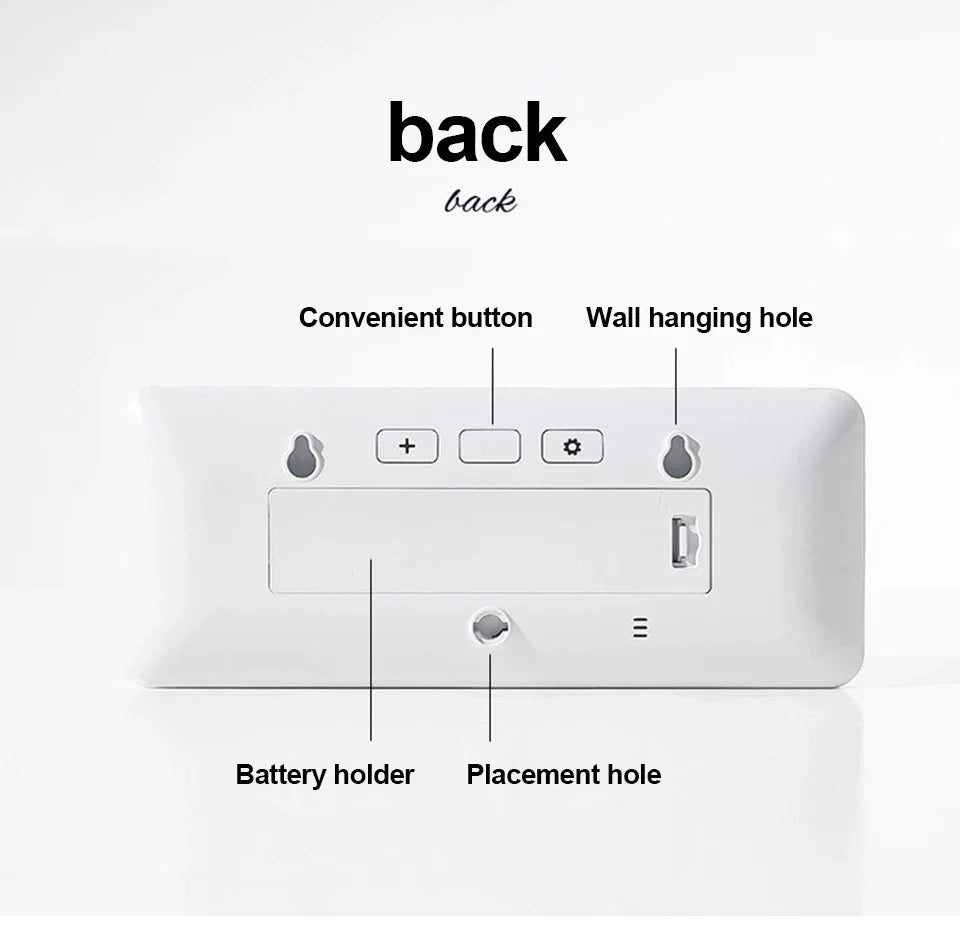 LCD Screen Digital Wall Clock Time Temperature Humidity Time