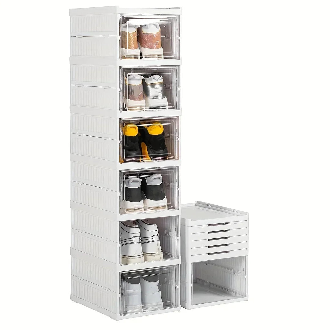 No Assembly Needed Heavy-Duty  PP Thickened Transparent Foldable Shoe Box with Lid Premium Plastic Home Storage Simple Shoe Rack
