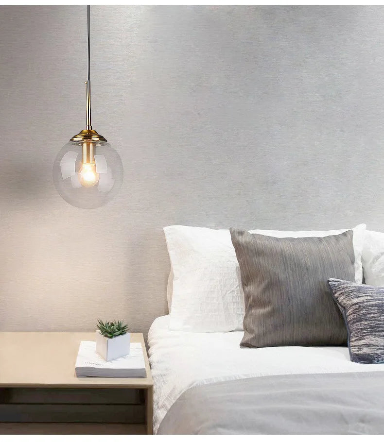 Modern Luxury Metal Chandelier Nordic Creative LED Glass Pendant Lamp