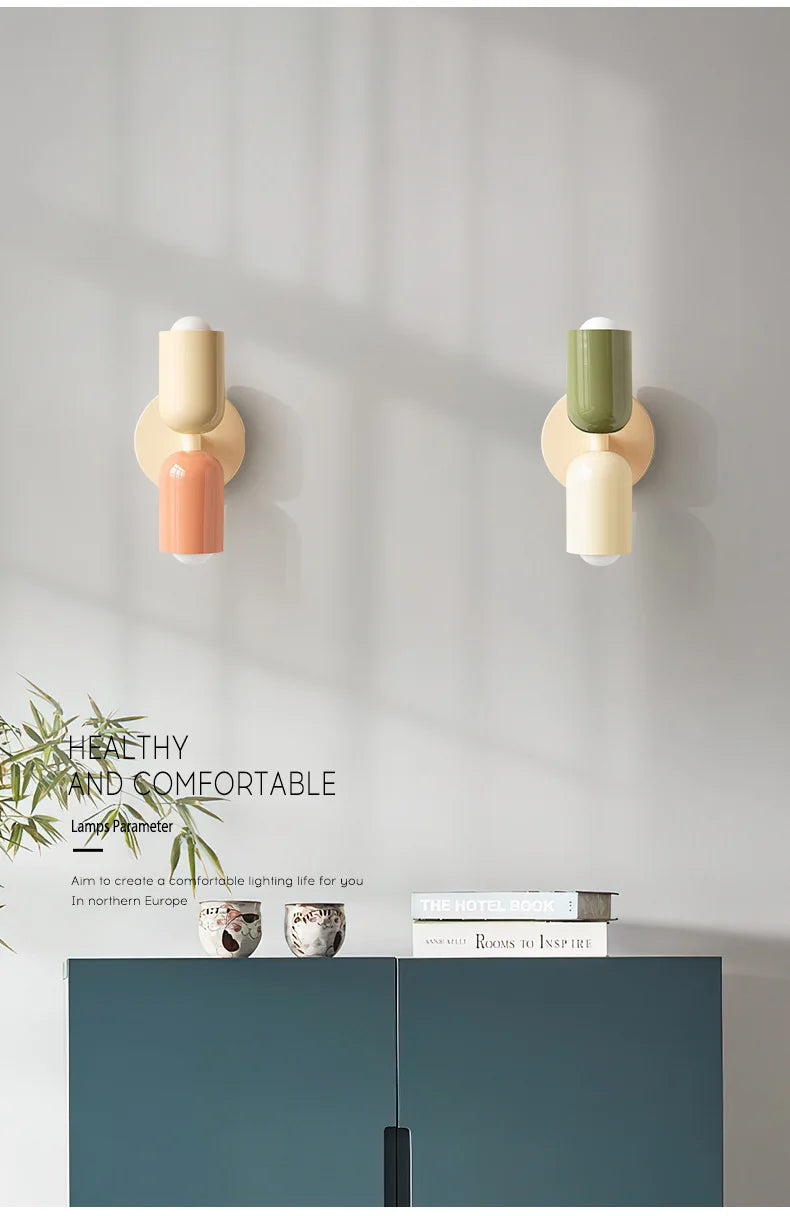 Nordic Wall Lamp LED Simple Macaron wall light Home Indoor Lights Bedroom Bedside Study Living Room Decoration Lighting Fixtures