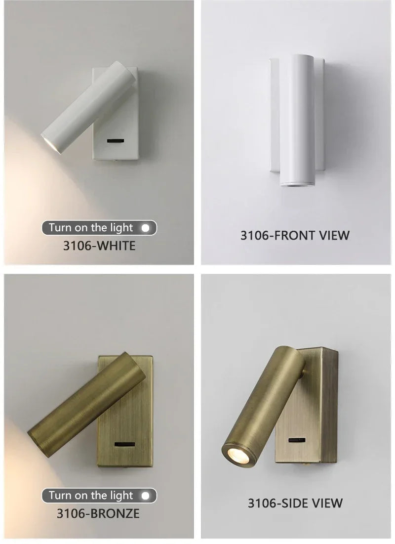 Modern LED Wall lights Rotatable Adjustable Reading Lights Bedroom