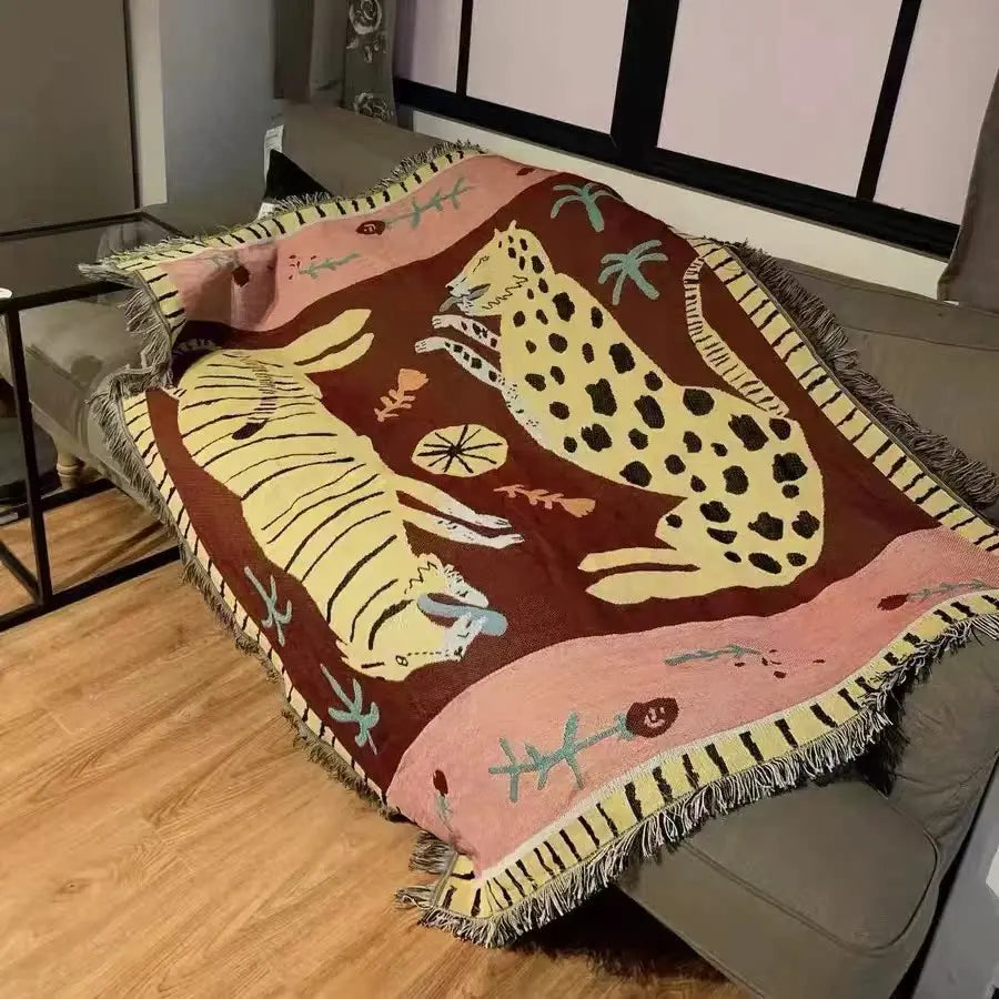 Leopard Jacquard Knit Throw