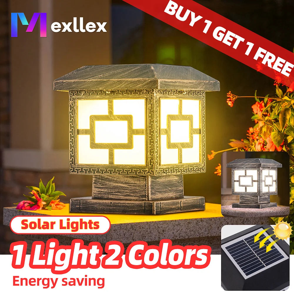 Outdoor LED Solar Stigma Post Cap Lights, Waterproof & 2 Color modes,