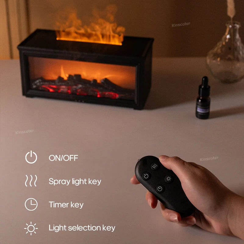 Simulated Fireplace Flames Aroma Diffuser Aromatherapy Ultrasonic Air